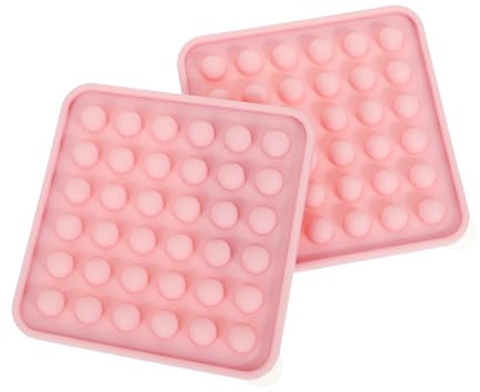 BIUDECO Molde para Cubitos de Hielo de Silicona Rosa 2 Piezas con Tapa Forma Redonda, Fácil de Usar y Operación Conveniente para Fiestas y Refrigerador