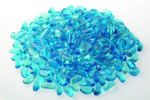 Gartenwelt Riegelsberger Dekorative Steine 5 kg Glasnuggets 10-20 mm Azzurro (Hellblau) Gabionenfüllung Deko Garten