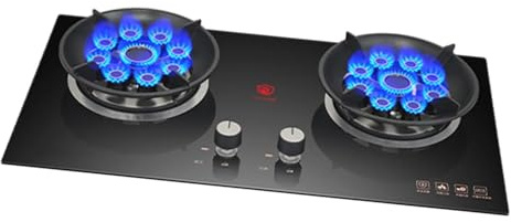 Cuisinière À Gaz 2 Feux, Cuisinière À Gaz De Cuisine De 5,2 KW, Cuisinières De Table Et Encastrées, Support De Casserole En Fonte, Protection Anti-extinction Pour Éviter(NG)