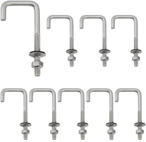 Perno de anclaje de techo de acero inoxidable 304 de vástago largo para azulejos, tornillo de hormigón con tuerca hexagonal y arandela (M6 x 60 x 100 mm, 10 unidades)