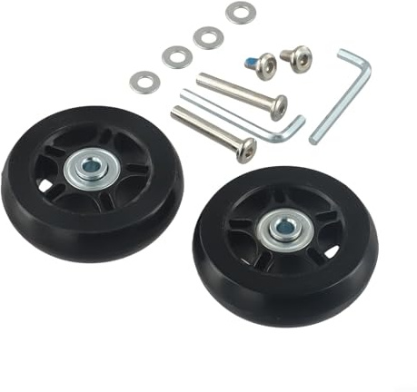 Volakebeing Ersatzräder für Gepäckkoffer mit Doppellagern, 40 mm/43 mm/54 mm/60 mm/64 mm/70 mm, Gummi-Rollschuh-Rad Reparatur-Set für 2 Stück (60 mm x 18 mm)