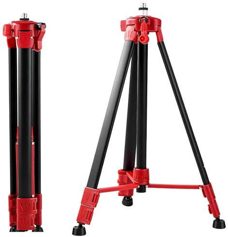 Uadme Trípode Telescópica Nivel Láser 52-150cm, Soporte Ajustable de Tres Secciones, Roscas de 5/8 a 1/4 de Pulgada para Medidores Laser