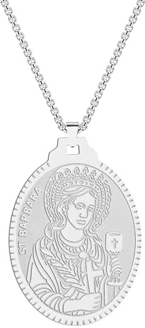 Hao Wu Xuan Chaîne de Corde Collier médaillon Sainte Barbe pour Femmes Amulette Bijoux Mode Ancienne pour Hommes Collier Pendentif Cadeau