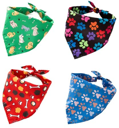 4PCS Dog Bandana for Small Medium Dogs, Summer Dog Bandana Cat Dog | Kerchief Dog Triangle Bibs Scarf Adjustable and Washable Dogs Decoration Accessories for Dog Cats Puppy (Four colors)