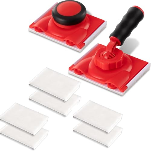 Cretosou Lot de 2 Tampon Peinture Outil de Coupe Bordure de Peinture, Coupe-Peinture Manuel & Tampon à Peinture à Poignée Universelle Paint Pad, avec 6 Tampons de Rechange (8, rouge)