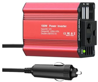 Inversor Onda Pura Convertidor Accesorios Para Coche: Inversor De Corriente De 150 W Convertidor Voltaje De 12 V A 220 V Cargador De Coche Adaptador Corriente Con 2 Puertos Carga USB