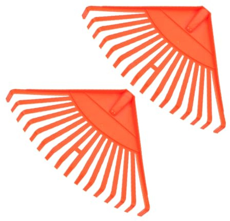 MAGICLULU Râteau à Main Plastique 16 Dents Orange 2 Pièces, Petit Râteau de Jardin Léger pour Désherbage, Nettoyage de Feuilles et Pelouse, Outil de Pelouse Pratique pour Jardinage