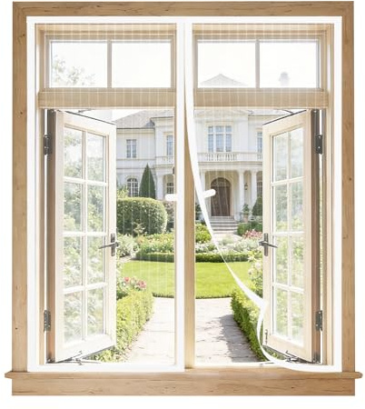 Moustiquaire Fenêtre Magnétique 120x100cm, Fermeture Automatique, Maille Ultra Fine Sans Perçage, Aimanté pour Fenêtres, Portes de Balcon et Baies Vitrées, Installation Facile, Blanc