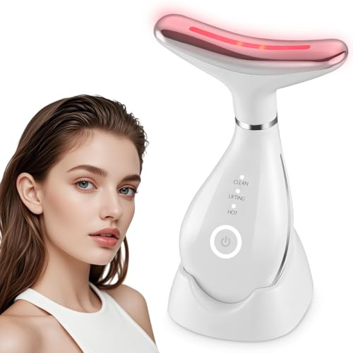 Jawline Trainer - Massaggiatore viso con 3 modalità, EMS Gua Sha elettrico, riscaldamento costante a 45°C V Shape Face dispositivo, doppio mento per tonificare la pelle e lifting (bianco)