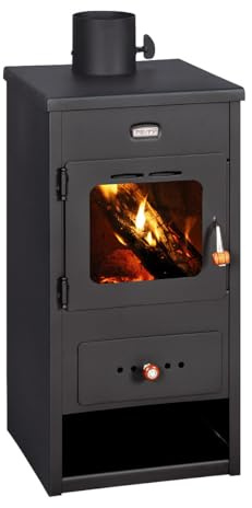 Prity K1 Optima vedugn, 9,5 kW, energiklass A, kompakt träbrännare, träförvaring, CE-certifierad, fristående kamin