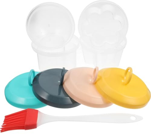 Yardwe Stampo per Uova al Microonde in Plastica Colore Assortito, Cottura Veloce e Sicura, per Colazione e Uso Domestico Spazzola Inclusa Colore Casuale