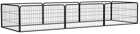 8-TLG. Hundelaufstall aus Stahl Schwarz 100x50 cm Outdoor-Hundezwinger und Welpenauslauf mit robusten Gitterwänden
