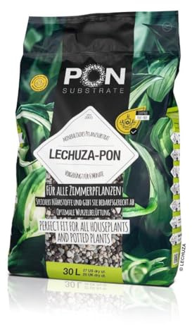 PON Pflanzsubstrat für Zimmerpflanzen - LECHUZA-PON 30 Liter | Mineralisches Pflanzgranulat, torffrei, vorgedüngt, optimale Drainage & Wurzelbelüftung, Alternative zu Blumenerde, 14055