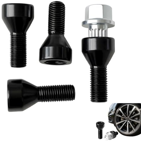 Bulloni Antifurto per Ruote M14 x 1,5 mm con Dadi di Sicurezza | 4 Bulloni Inclusi, Sede Conica 60°, Ricambio OE Compatibile, Per Serie E46 E87 E90 E60