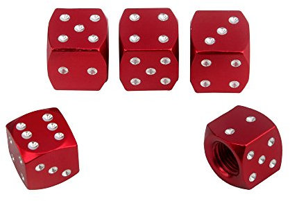 SENZEAL 5x Dice Dust Caps Bikes Aluminum Wheel Motorbike Car Tyre Valve Caps Red