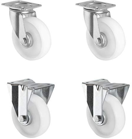CASCOO SETSPFP200N0N0R1W Rollensatz 2 Lenkrollen, 2 Bockrollen, Polyamid, Durchmesser 200 mm, Transportrollen, Kunststoff, Rollenlager, Traglast 900 kg (4-er Pack)