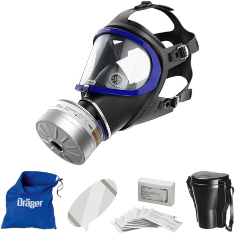 Dräger X-plore 6300 Masque intégral avec filtre A2B2E2K2 Hg P3 R D et accessoires – Masque respiratoire avec filtre Rd40, protection fiable contre les gaz, vapeurs, poussières fines et particules