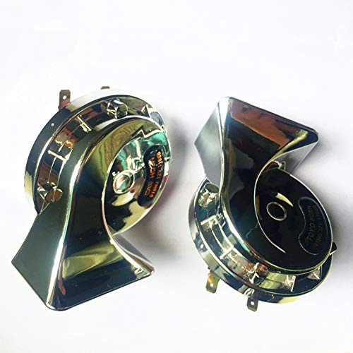 YIYDA Corno per auto Car Horn Corno elettrico per auto 115DB Corno per camion 1 paio universale Corno impermeabile argento Corno per toni alti e bassi con staffa in metallo per 12V camion moto ecc