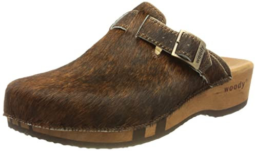 Woody Damen Erika Holzschuh, Fell Natur, 42 EU