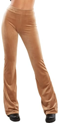 Toocool Pantalones Mujer Campana Ajustados Pata de Elefante Terciopelo Pana Cintura Alta Elásticos Elegantes VI-82148 [S, Beige]