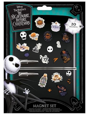 Juego de 20 imanes de Pesadilla Antes de Navidad (diseños de Sombras Coloridas), 20 Mini imanes, imanes de Nevera, imanes de Puerta y pequeños imanes para decoración de Nevera o Bolsas de Fiesta,