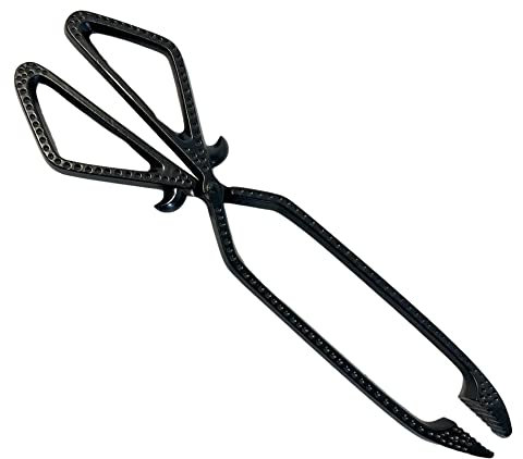 Thorness Metall-Kohlezange, Kaminzange, Feuerstelle, Pizzaofen, Kohleschürhaken, Holzbrenner, Holzzange, Schwarz, 34 cm, 1 Stück