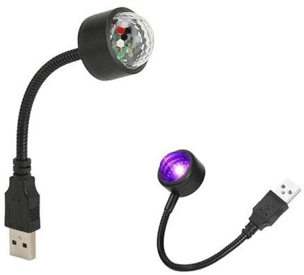 Auto LED Atmosfera da Tetto Light, USB Sunset Lamp Controllo del Suono Mini Luci Discoteca LED, 360° Tetto di proiezione USB Luce, Funzionali per Car Interno, Camera da letto, Festa
