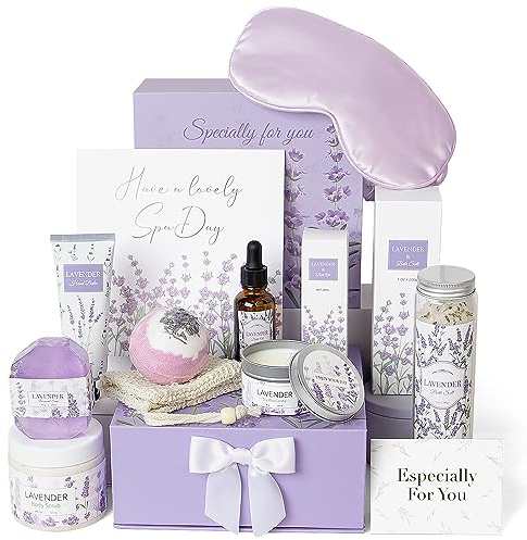 Mothers Day Gifts for Mom, Lavender Spa Gifts Set, 11 Pcs Bath Gift Set for Women, Relaxing Spa Gifts, Bath Spa Gift Basket for Women, Home Spa Products, Birthday Gifts for Women