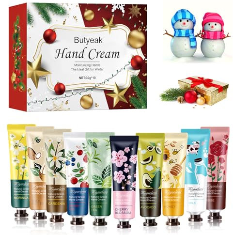 Coffret Cadeau Crème pour les Mains Hydratant, Ensemble de Crème pour les Mains, Coffret Cadeau Extra Hydratante, Format Voyage, Surprise de Vacances pour Femmes - 10 * 30 g