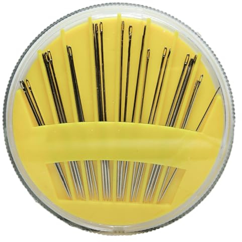 Estuche De 24 Agujas Para Coser, Tapicería, Zurcir Telas, Remendar Ropa, Coser A Mano Y Hacer Trabajos De Manualidades, Proyectos De Textilería, Acero Inoxidable, (Amarillo 109)