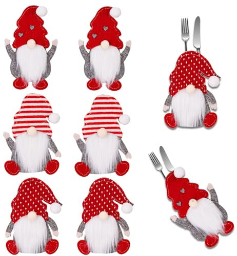 KEAGAN Christmas Cutlery Holders 6 Piece Cutlery Bags Holder Pockets Knifes Forks Bags Christmas Tableware Bag for Christmas Party Decoration