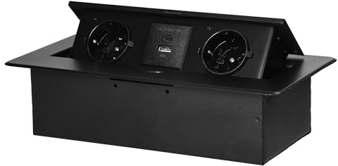 Miratic Schreibtisch Steckdose Tischsteckdose Versenkbar Modern Steckdose versenkbar mit Flachem Rand kein Stromkabel mit 2x USB-Ladegerät (Typ A und C; 3,6A)
