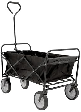 The Workplace Depot Folding Utility Trolley – Heavy-Duty, Weatherproof Polyester Lining, 360° Steering, Black Powder-Coated Steel Frame – Ideal for Festivals, Camping, Shopping & Gardening