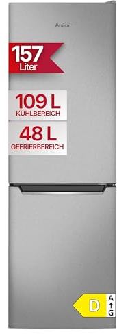 Amica Kühl-Gefrierkombination 157 L 144x47,4x49,5 cm KGCL 384 157 E | 109 L Kühlteil, 48 L Gefrierteil, FrostControl, VitControlPlus, Superkühlfunktion, Supergefrierfunktion, LED Beleuchtung