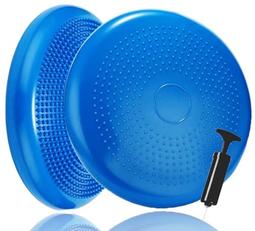 Balance Wobble Cushion for Adults and Kids, Air Stability Yoga Inflatable Balance Disc Massage Pad for Physio, Posture & Fitness, Sensory Toys Pump Included Wobble Board