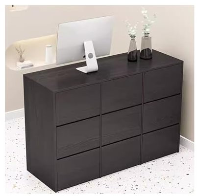 Empfangstheke Rezeption mit Theke, multifunktionaler Stehtisch für Büro, Lobby, Geschäft, Salon(Color:Black,Size:70.8x23.6x39.3in)