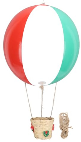 Leapiture Heißluftballon-Dekoration, Weidenkorb-Ballon, Rattan-Korb, Luftballon zum Aufhängen, Luftballon-Dekoration, Heißluftballon-Nachbildung, Ballon-Hängedekoration