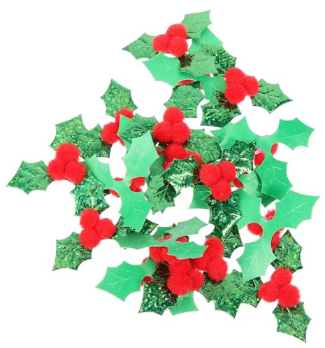 PRETYZOOM 100pezzi Foglie Natalizie Di Agrifoglio in Stoffa Materiale Per Decorazioni Natale Fai Da Te Per Ghiande Decorazioni Albero Natale e Reutilizzabile