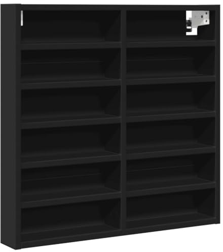 vidaXL Vitrinenschrank Schwarz 60x8,5x58 cm Holzwerkstoff