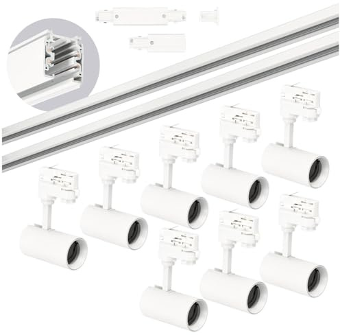3-Phasen-Schienen-Set NEXTRACK - Schienensystem Komplett-Set mit 8x GU10 Spots (Weiß, 2m+2m Schiene + Verbinder I)