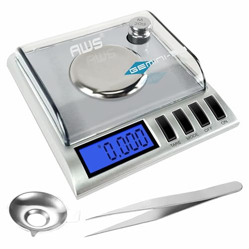 AMERICAN WEIGH SCALES GEMINI-50 Digitale Milligramm-Waage, tragbar, präzise, modern, Edelstahl, 50 g x 0,001 g (Silber)