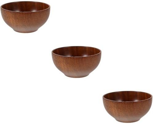 Amosfun 3St Salatschüssel suppenschale nudelschale Holzserviergeschirr Obstschale aus Holz schalen Suppenschüssel aus Schüsseln Servierschüssel aus Brotschale aus