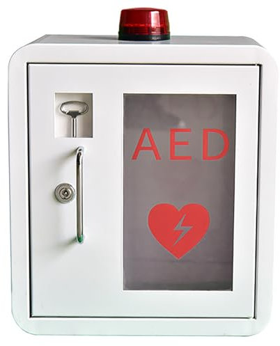 SXTYFBB AED-Defibrillator-Aufbewahrungsschrank, wandmontierte Defibrillationsalarmbox mit Schlüssel und Alarmsystem, für Zuhause, Büro, Pflege, Bus (40 x 35 x 20 cm)