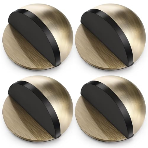 Hotop Butée de Porte de Sol Auto-Adhésives Butée en Acier Inoxydable Ovale Arrêt de Porte Poli avec Colle Butoir de Porte en Demi-Lune pour Protection de Mur en Verre(Couleur Bronze,4 Pcs)