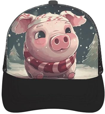 Chapeau de camionneur sapin de Noël et cochon - Casquette de baseball - Chapeau de golf pour course à pied, pêche, gym, entraînement, casquette Fender, Style noir, taille unique