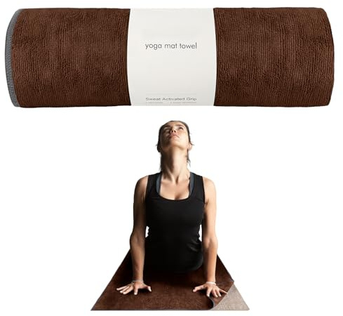 Muka Yoga Mat Towel for Hot Yoga Non-Slip, Pilates Mat Cover Brown Absorbent Soft Gym Sweat Towel 72x24 Inch