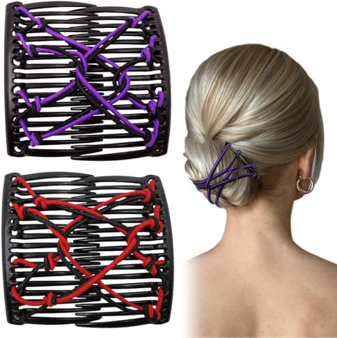 2 pinzas elásticas para el pelo con peine doble, peine elástico vintage ajustable, pinzas elásticas con peine, accesorios para el pelo con peine doble
