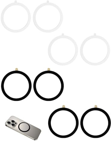 JUKOTA Pegatina Anillo de Metal Universal, Anillo Imán Compatible con Cargador Inalámbrico/Soporte de Coche para iPhone/Samsung/Android Fundas de móvil 8 Pcs Anillos de Metal