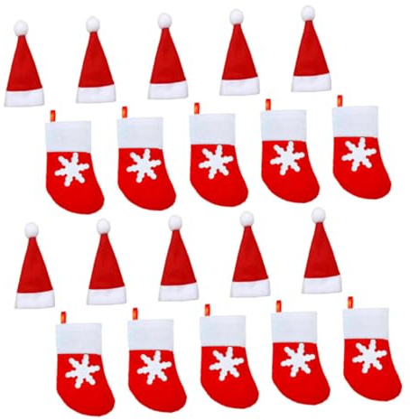 GRIRIW 20 pièces Pochettes de Couverts de Noël Housses de Bouteille Festives Rouge avec Motifs de Flocon pour Décorations de Table Lors de et Réunions Familiales