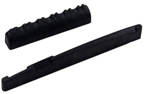 Gitarrensattel und Steg Satz Gl703 für Gitarre Schwarz | Kunststoff, Leicht zu Schneiden, Verbessert Klang und Spielbarkeit, Ersatz für Akustische und Klassische Instrumente